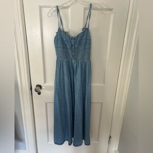 Gap Smocked Denim Midi Dress